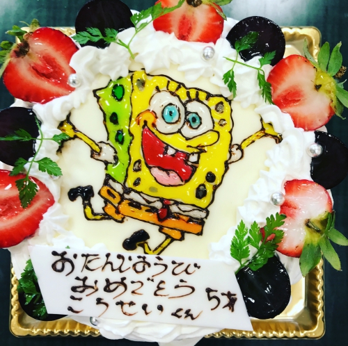 スポンジボブ キャラクターケーキ お祝いケーキ 新着情報 福岡 大宰府のパフェ レストラン ノエルの樹